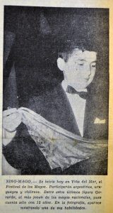 Descripción: Niño-Mago.  Fecha: 21 de febrero de 1968 Fuente: El Mercurio de Valparaíso.  Procedencia: Periódicos y micro formatos, Biblioteca Nacional de Chile.