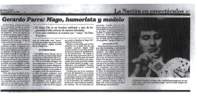 Titulo: Gerardo Parra: Mago, humorista y modelo.  Año: 07 de enero de 1981.  Diario: La Nación