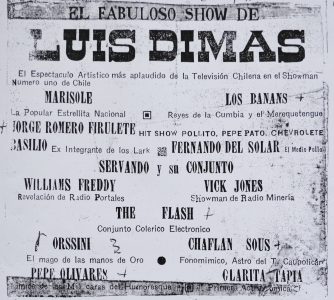 Titulo: Afiche El Fabuloso Show de Luis Dimas- elenco compuesto por Orssini. Año: Desconocido