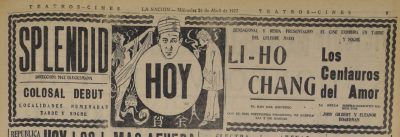Descripción: Li Ho Chang. Diario: La Nación. Año:  20 de abril de 1927. Fuente: Sección periódicos y micro formatos Biblioteca Nacional de Chile