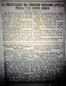 Titulo: Bernando y su Fakir - Teatro La Comedia. Año Junio 1927. Fuente_ Biblioteca Nacional - El Mercurio de Santiago